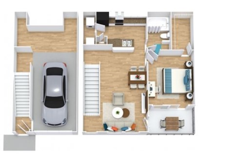 Floor plan for 1 bed, 1 bath, 795 sqft